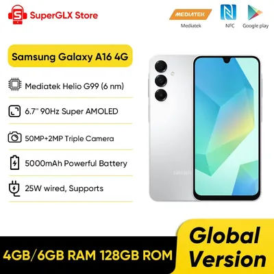 Global Version Samsung Galaxy A16 4G Smartphone Mediatek Helio G99 6.7" Super AMOLED Display 50MP Triple Camera 5000mAh Battery
