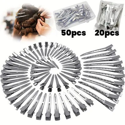 20/100pcs Positioning Metal Hair Clips Duck Billed Hairpins for Women Styling Tools Barber Hair Cut Clamps DIY Curls for Salon