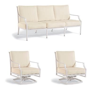 Grayson 3-pc. Sofa Set with Two Swivel Lounge Chairs in White Aluminum - Standard, Restored Seaglass - Frontgate