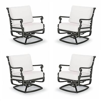Carlisle 4-pc. Swivel Lounge Chair with Cushions in Onyx Aluminum - Quick Dry, Vista Boucle Alabaster - Frontgate