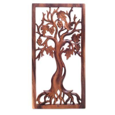 Singapore Cherry,'Handmade Tree Wood Wall Relief Panel from Bali'