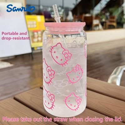 TEMU Hellokitty Transparent Pc Water Bottle With Straw For Outdoor Travel Coffee Mug Cute Kitten Pattern Gift For Her Birthday