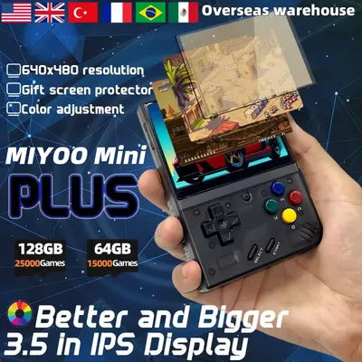 MIYOO Mini Plus Portable Retro Handheld Game Console 3.5-inch IPS HD Screen Linux System Classic Game Console Children's Gift