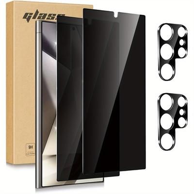 TEMU Ultra Privacy Screen Protector: 2+2 Packs, Tempered Glass, Camera Lens Protection, High , Shockproof, Anti-scratch, Fast Unlock In 0.01s