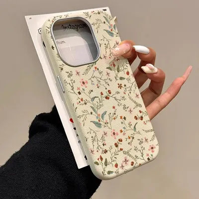 Small Flower Lichee Pattern Phone Case For Samsung Galaxy S25 S24 Ultra S23 S22 Plus S21 FE A56 A36