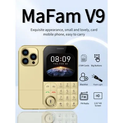 Super Slim Card Mobile Phone Dual SIM 2.0 inch HD Screen Pocket Size Cell Phone Magic Voice Changer Big Button 8 Speed Dial LED