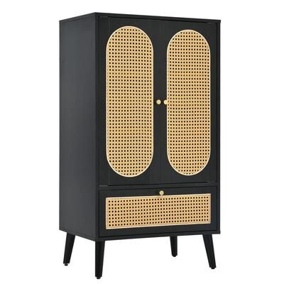 Mobiletto da bagno in legno nero con ante