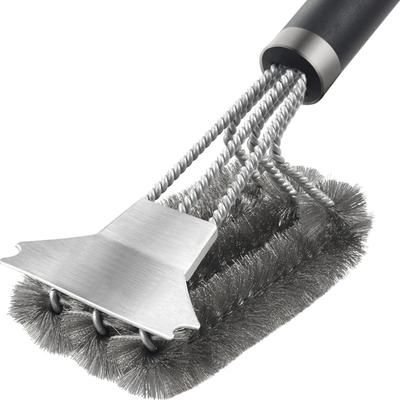 TEMU 1pc Stainless Steel Grill Brush, Heavy-duty Bbq Cleaning Tool With Ergonomic Handle, Rust-proof Grill Scrubber For Barbecue, Oven, And Griddle - Essential Kitchen Accessories