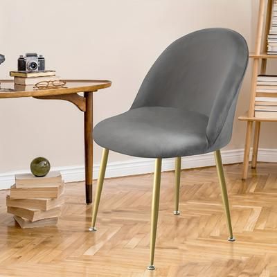 TEMU 1pc Silvery Fox Velvet Duckbill Chair Cover For Home And Hotel Dining Chairs