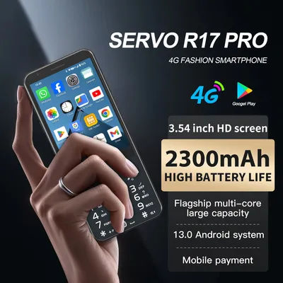 2025 NEW SERVO R17 PRO Thin Button Android Smartphone 4G LTE 2SIM Standby 4GB+64GB Play Store WiFi 3.54" Touch Screen Smartphone