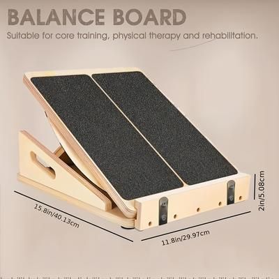 TEMU Multifunctional Wooden Balance Board For Calf Stretching, Adjustable Incline Bench For Knees, Ankles, Heels, Feet, Legs, Suitable For Fitness Yoga Enthusiasts, Easter Gift