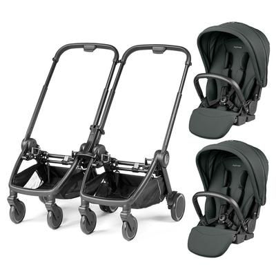 Peg Perego City Loop Double Stroller Bundle - Black / Metal