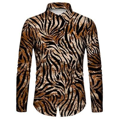 Retrò Vintage Anni '70 Camicia Camicia Aloha Hippie Leopardo Costume Per uomo Mascherata Feste Abbigliamento quotidiano Parata dell'Orgoglio Adulti Camicia