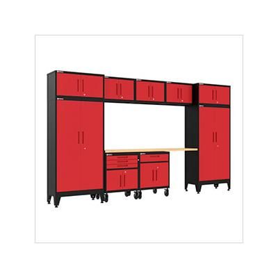 Armadillo Tough Red 10-Piece Garage Cabinet Set with Levelers and Casters