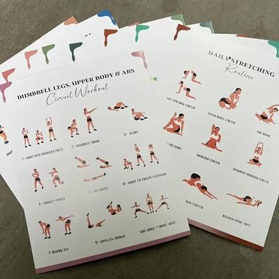 TEMU 10pcs/set, Full Body Workout Chain Package, Fitness Challenge, Full Body Chain, Fitness Guide, Chain Package, Chain Poster, Home Chain, Weight Loss, 8*10inches, Unframed