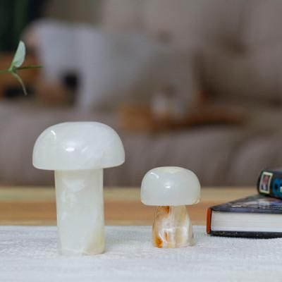 '2 Mushroom-Shaped White Onyx Home Accents Handmade in Mexico'