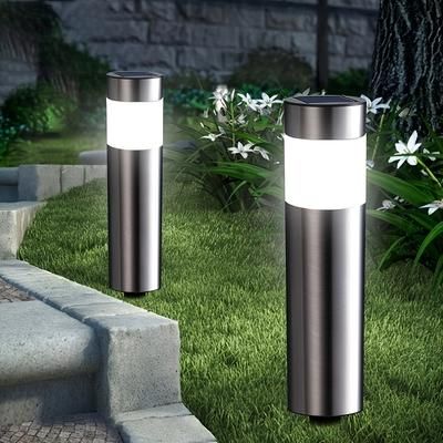 TEMU 2pcs -powered Outdoor Led Path Lights - Durable Abs & Stainless Steel, Auto Motion Sensor, 15.5ft Height For Garden, Lawn, Yard, Patio - Energy-efficient Landscape Lighting, Solar Outdoor Lights