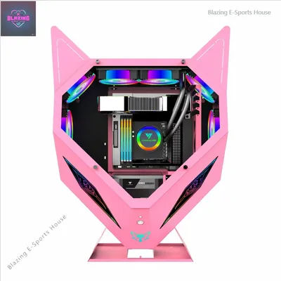 Gaming desktop wall hanging 240 water-cooled special-shaped chassis rgb custom white and blue pink computer chassis