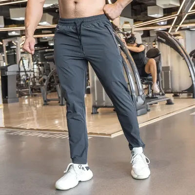 Men's Basketball Fitness Workout Trousers Muscle Training Stretch Casual Golf Quick Dry Trousers with Drawstring Sweatpants