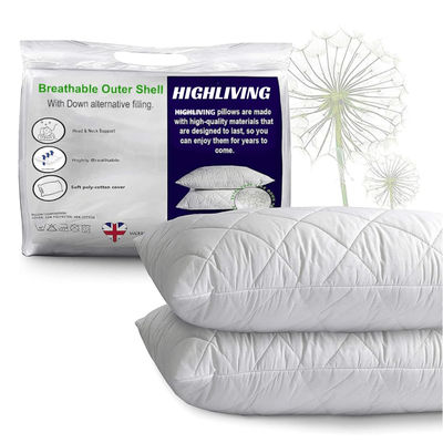 TEMU Pillows For Sleeping With Quilted Cover Ultra Soft Pillows 1 & 2 Pack Hotel Quality Filled Pillows For Back And Side Sleeper, Bed Hollow-fiber Hotel Pillows