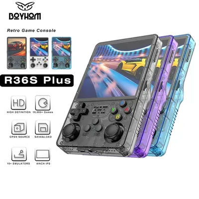 BOYHOM R36PLUS Handheld Game Console 4.0inch Big Screen 20000+ Games PK R36S Portable Pocket Video Player Kids Gift Arkos System