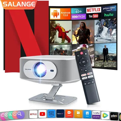 Salange Official Netflix Projector Native 1080P 4K Projector Android 13, WiFi Bluetooth 5.2 Electronic focus and Auto Correction