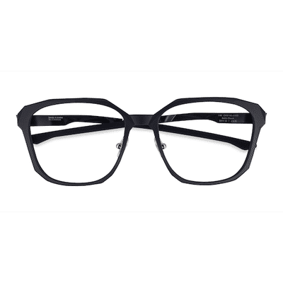 Unisex s square Satin Black Plastic Prescription eyeglasses - Eyebuydirect s Oakley Slender