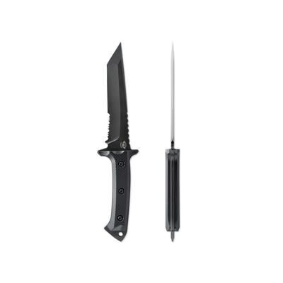 Skallywag Tactical Riptide Tanto Serrated Fixed Blade Knife 6.35 in D2 Tanto Blade G10 Handle Black RTSB