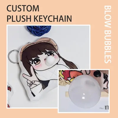 Custom Plush Spit bubbles Pillow keychains Charm Cartoon Design Gifts Anime Cute Funny PP cotton Key Chain With Your pet