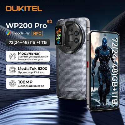 Oukitel WP200 Pro 5G Modular Rugged Phone Detachable Earphone watch 72GB+1TB MTK8200 Smartphone Android 15 108MP cell phone
