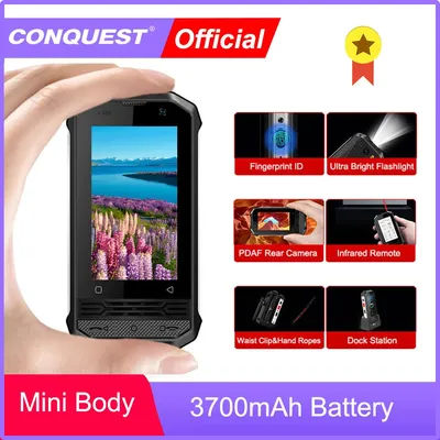 Mini IP68 Rugged Smartphone CONQUEST F2 NFC Android Unlocked Global 4G Network NFC Remote Mobile Phone