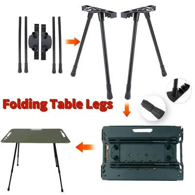 Folding Camping Table Legs Metal Foldable Table Legs Adjustable Height Furniture Legs DIY Camping Equipment Outdoor Travel