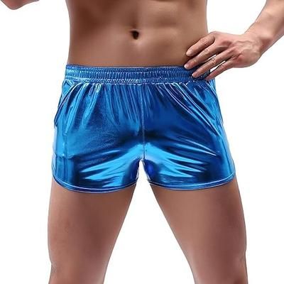 Retrò Vintage Anni '80 Mini Shorts Pantaloncini in PU Disco Vernice in lattice lucido Metallico Tinta unica Costume Per uomo Halloween Carnevale Parata dell'Orgoglio Mese dell'orgoglio Adulti Shorts