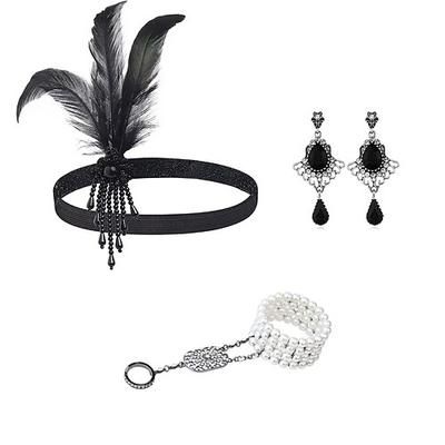 Anni 1920 Il grande Gatsby Fascia Flapper Il grande Gatsby Piuma Retrò Glitter scintillanti Cristallo / Strass Costume Per donna Carnevale San Valentino Mascherata Abbigliamento da sera Mascherata