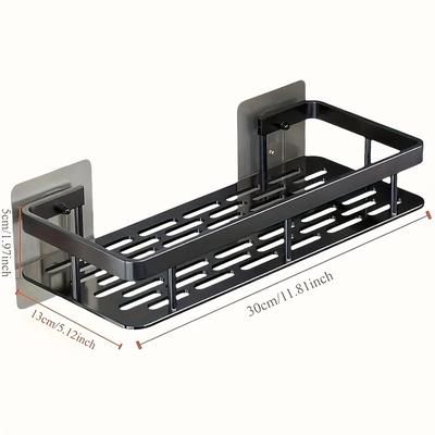 TEMU Large Capacity Wall-mounted Shower Caddy, No Drill Installation, Space-saving Floating Shelf For , Plastic Organizer For Toiletries, Cosmetics & Accessories