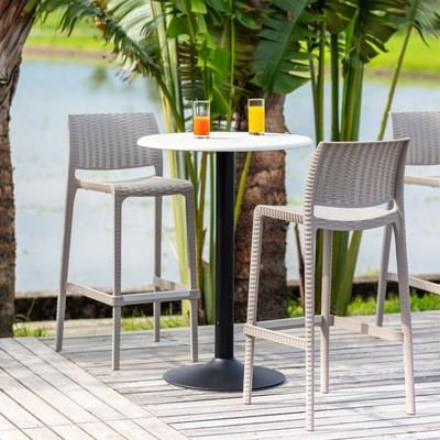 Set of 2 Rue Outdoor Stackable Bar Stools by Lagoon in Taupe