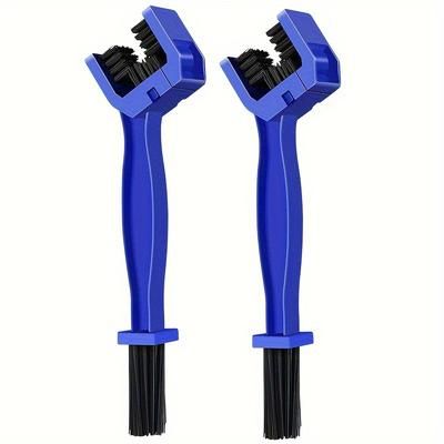 TEMU 2-pack Blue Motorcycle Chain Brushes, Abs Gear Cleaning Tool, Oil Stain Remover, Portable For Scooters, Mountain Bikes, Bike Chain Cleaning Accessories