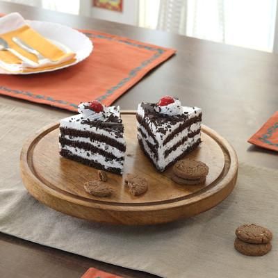 Minimalist Sweetness,'Minimalist Round Mango Wood Rotating Cake Stand from India'