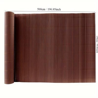 TEMU Brown Privacy Screen Pvc Slat Bamboo Effect Fence Garden Privacy Screen Fencing Border Screening Roll