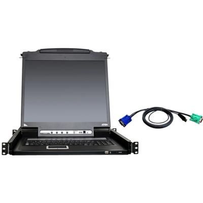 Aten 8-Port 19" Single Rail Usb/ps2 Lcd Kvm W/ Peripheral Sharing & 8 Usb Kvm Cables-Taa Compliant - 8 Computer(S) - 19" Lcd - Sxga - 1280 X 1024 - 2 X Usb