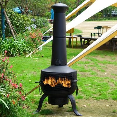 TEMU Large 137cm Tall Garden Patio Chiminea Wood Log Burner Grill Heater