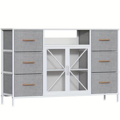 TEMU Chest Of Drawers, Metal Frame With Window Fabric Storage Drawers Wtih 6 Units Large Storage Space, Sturdy Chest Of Drawers Bedroom For Living Room, Hallway