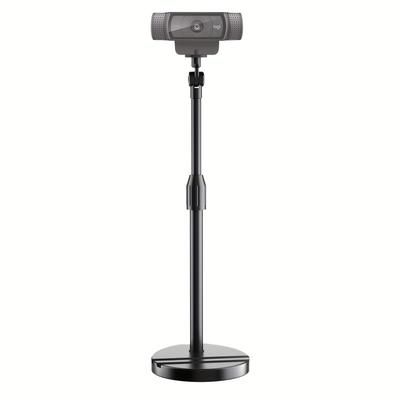 TEMU Adjustable Iron Webcam Stand With Universal Phone Mount, Automatic Control, 1/4'' Thread, For Logitech , C930e, 4k - Secure Tabletop Setup, No Battery Required