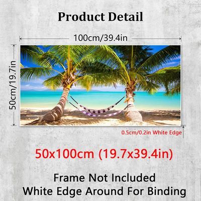 TEMU 1pc Tropical Beach Canvas Poster, Landscape Wall Art, Palm Trees & Print, Modern Seaside Decor For Living Room, Bedroom, Office, Cafe, Gym, Home Decoration, Ideal Gift
