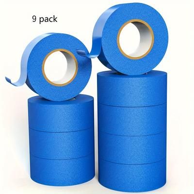 TEMU Blue Painter's Tape: 5/9/12 Rolls Of Concealing Tape With Adhesive Backing, Ideal For Home, Office, School, Diy Art, Crafts And Labels - 0.94 Inch Feet