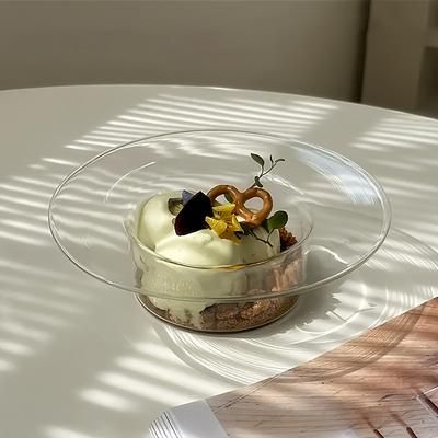 TEMU Small, Exquisite Handmade Glass Dessert Bowl - Durable High Borosilicate Glass, Suitable For Yogurt, Fruit Salad, Ice Cream, Etc. - Home Kitchens, Restaurants And Cafes