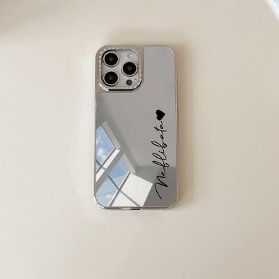 TEMU Personalized Phone Case For Iphone 16 15 14 11 Pro Max Customized Initials Name Letter Fashionable 2-in-1 Plating Mirror Pattern Phone Case Makeup Mirror Diy Engraved Gift Cover 16 15 14 Plus