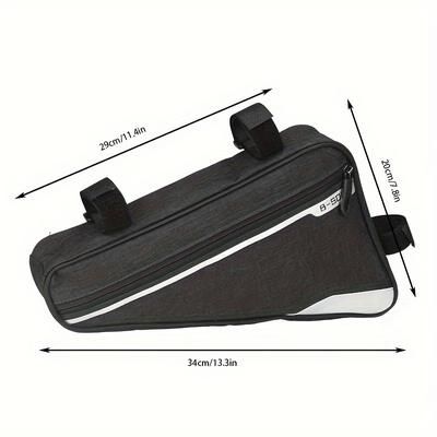 TEMU B-soul Large Capacity Bicycle Top Tube Bag - Durable Polyester Black Cycling Storage For Handlebars, Frame & Fork Mount