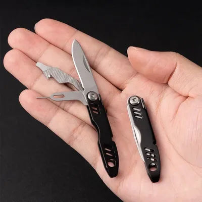 Mobile phone card pick-up needle, keychain, batch bottle opening, multi-functional folding and cutting knife, portable