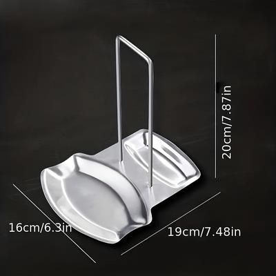 TEMU 1 Pot Lid Rack, Stainless Steel, Soup Spoon Rack, Removable Pot Lid Rack, With Built-in Drain Tray, Convenient For Pot Lid And Soup Spoon Storage And Drainage